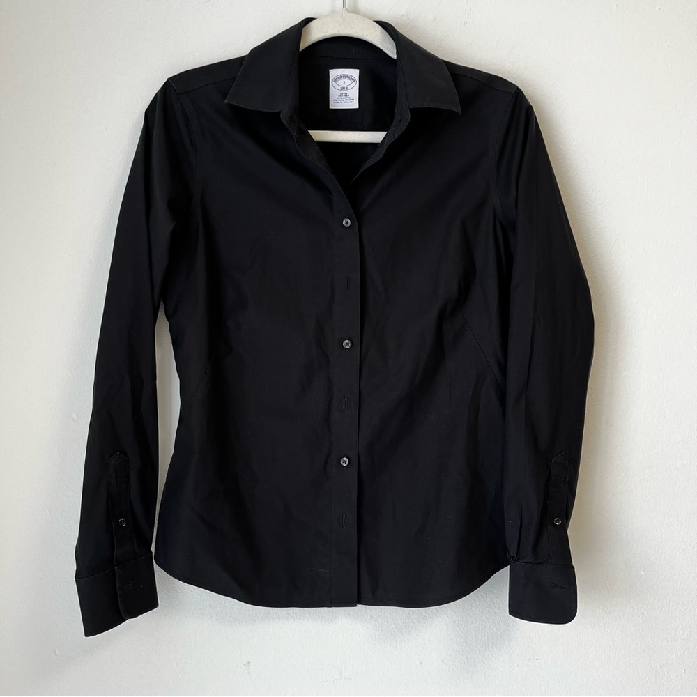 Brooks Brothers Button Down Solid Black Shirt Fit… - image 2